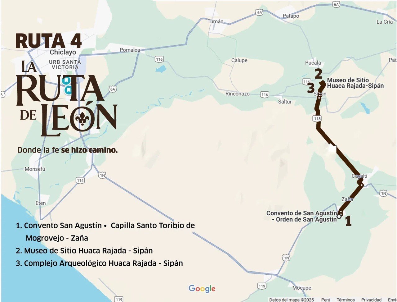 Croquis de la Ruta 4 del Papa León XIV por Zaña y Sipán