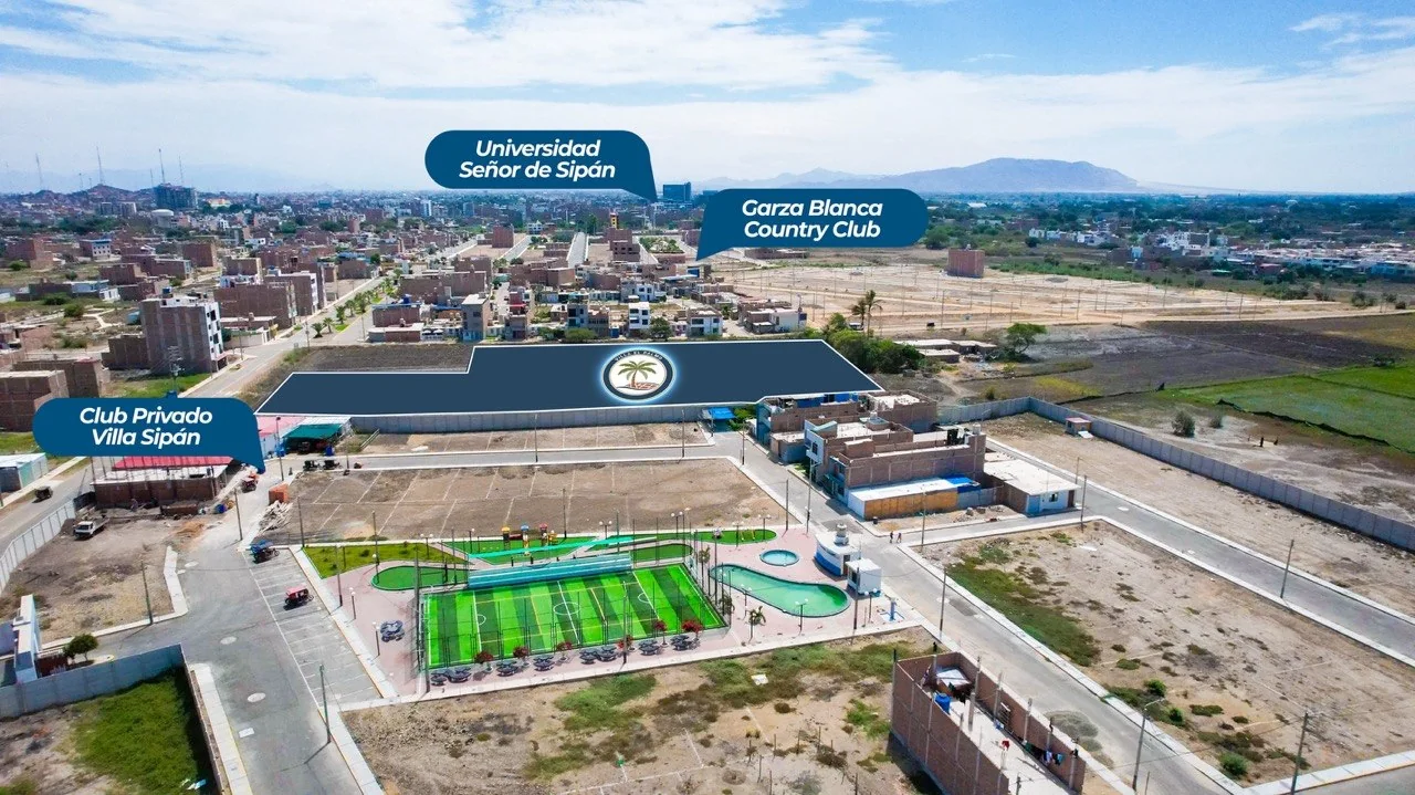Vista aérea referencial del entorno de Villa El Palmo y proyectos cercanos