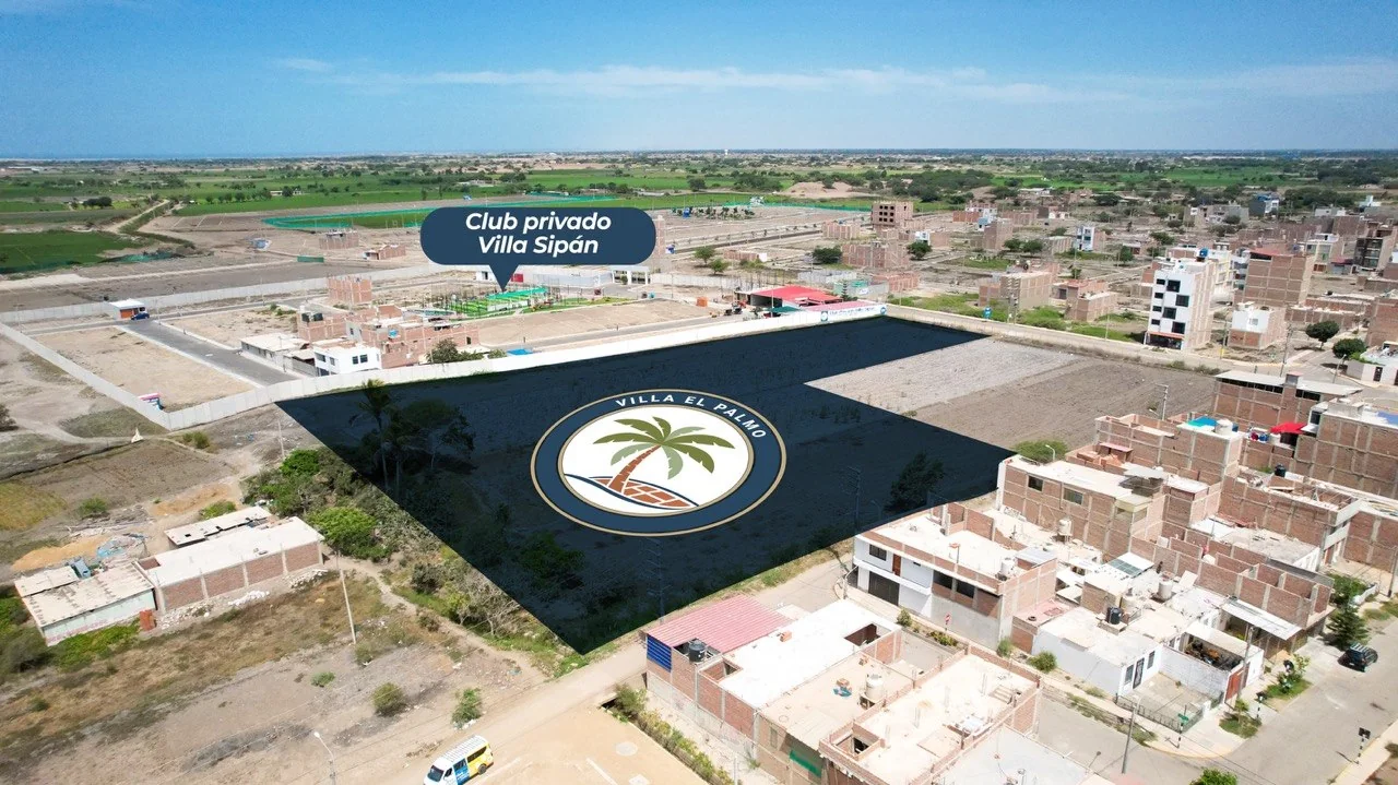Vista aérea del terreno de Villa El Palmo junto al entorno urbano